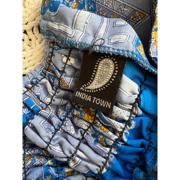 Blue Flowy Hippy Silk Pants - Picture 4 of 4